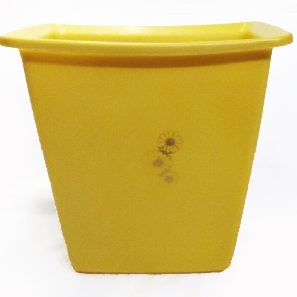Vintage 70's Rubbermaid Trash Container-Yellow with Flower Motif-4 2952 - Picture 2 of 11